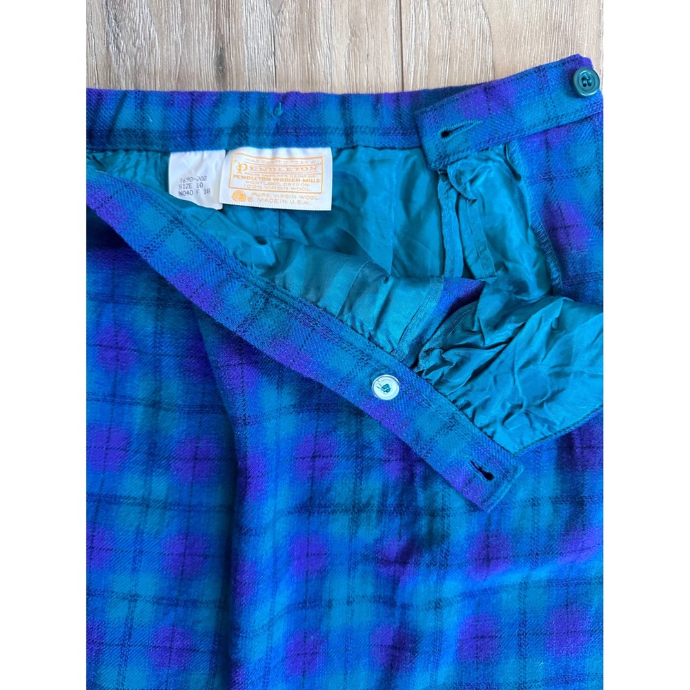 VTG Pendleton Wool Plaid Midi Skirt Size 10 USA Dark Academia Prairie Western - Picture 3 of 6